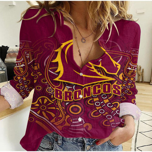Brisbane Broncos Rugby Indigenous Women Casual Shirt - LT12