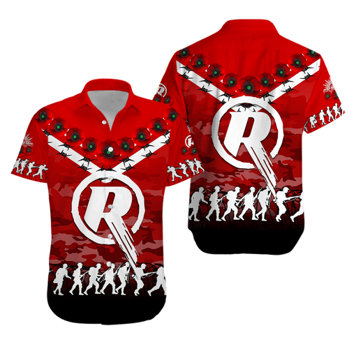 Melbourne Renegades ANZAC 2022 Hawaiian Shirt Camouflage With Poppy