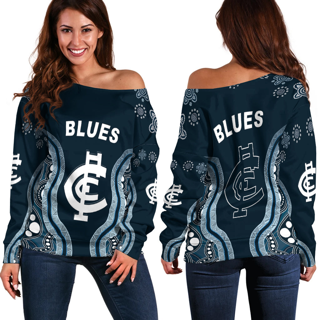 Go Blues Off Shoulder Sweater Simple Indigenous LT13 - Vibe Hoodie