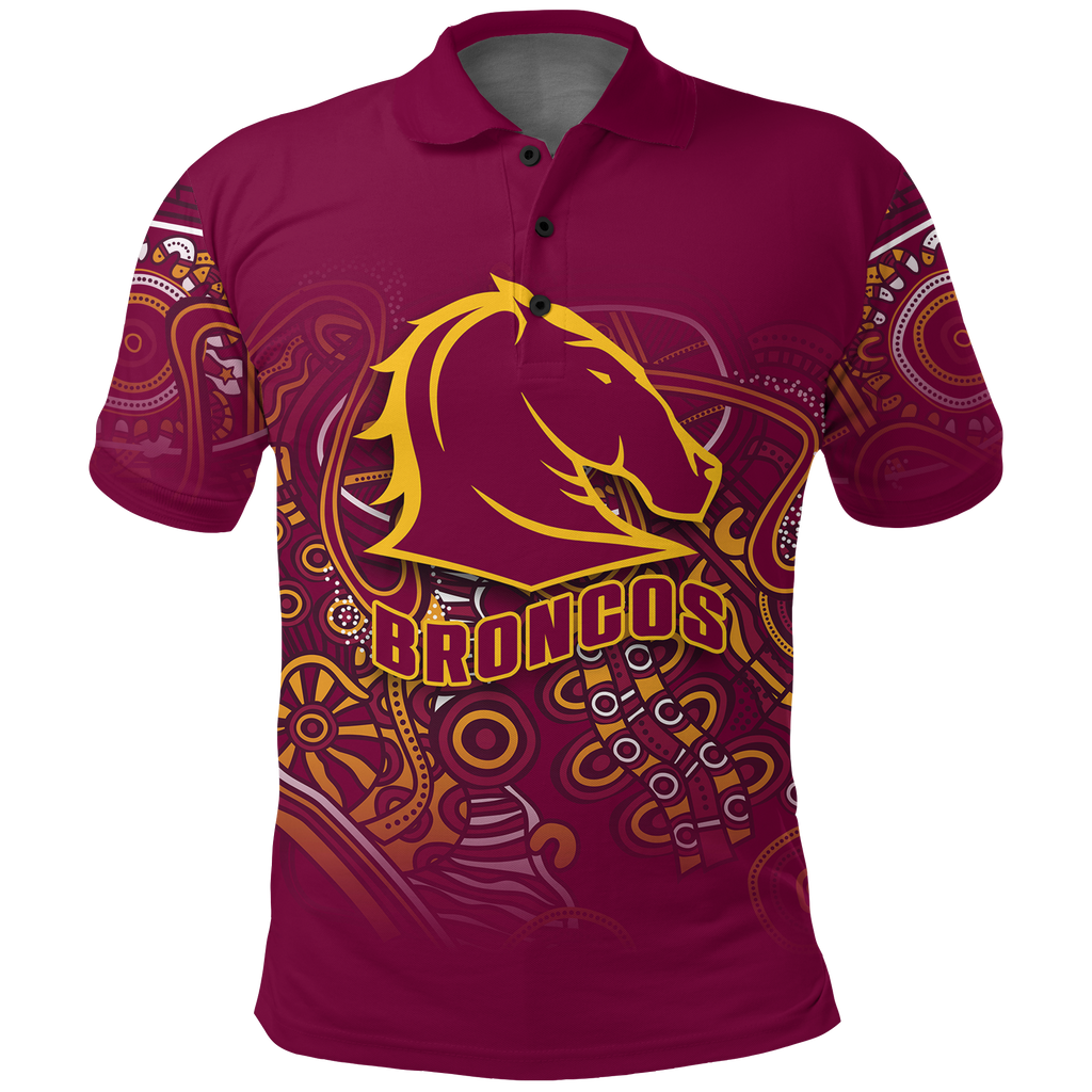 (Custom Personalised) Brisbane Broncos Rugby Indigenous Polo Shirt - LT12