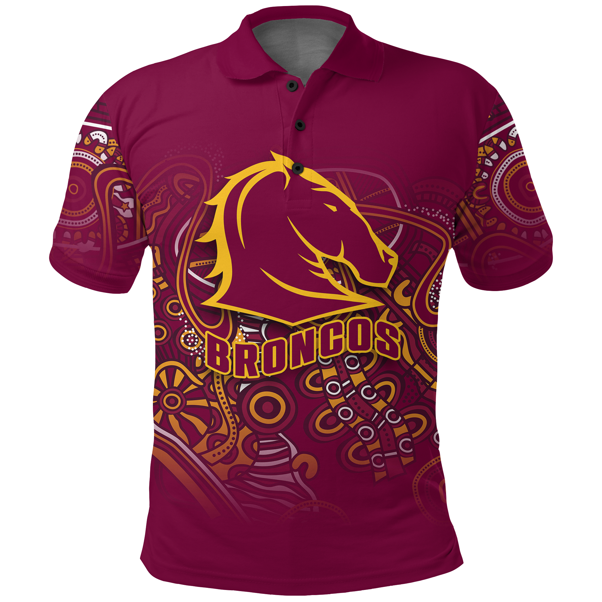 (Custom Personalised) Brisbane Broncos Rugby Indigenous Polo Shirt - LT12