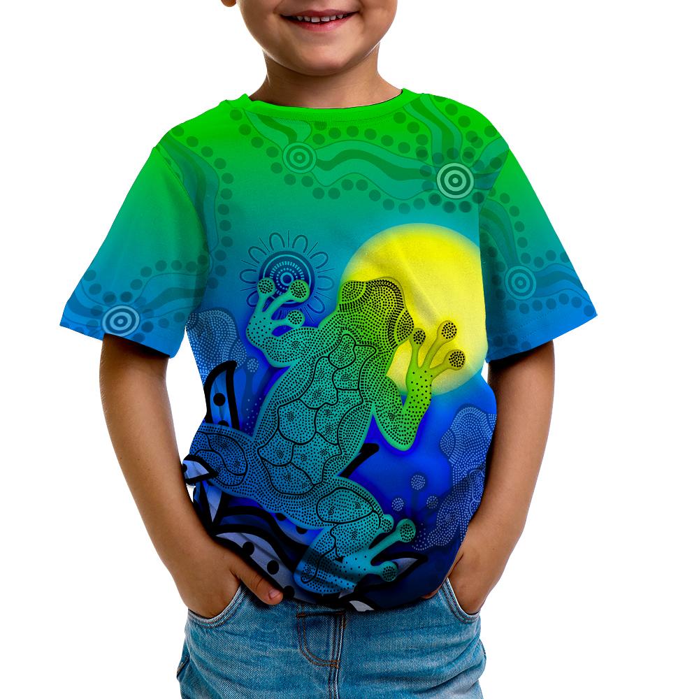 aboriginal-t-shirts-kid-indigenous-frog-blue