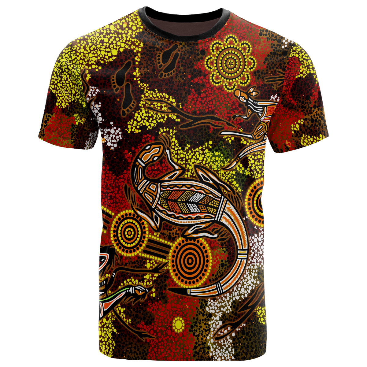 aboriginal-t-shirts-kangaroo-and-lizard-dot-painting-art