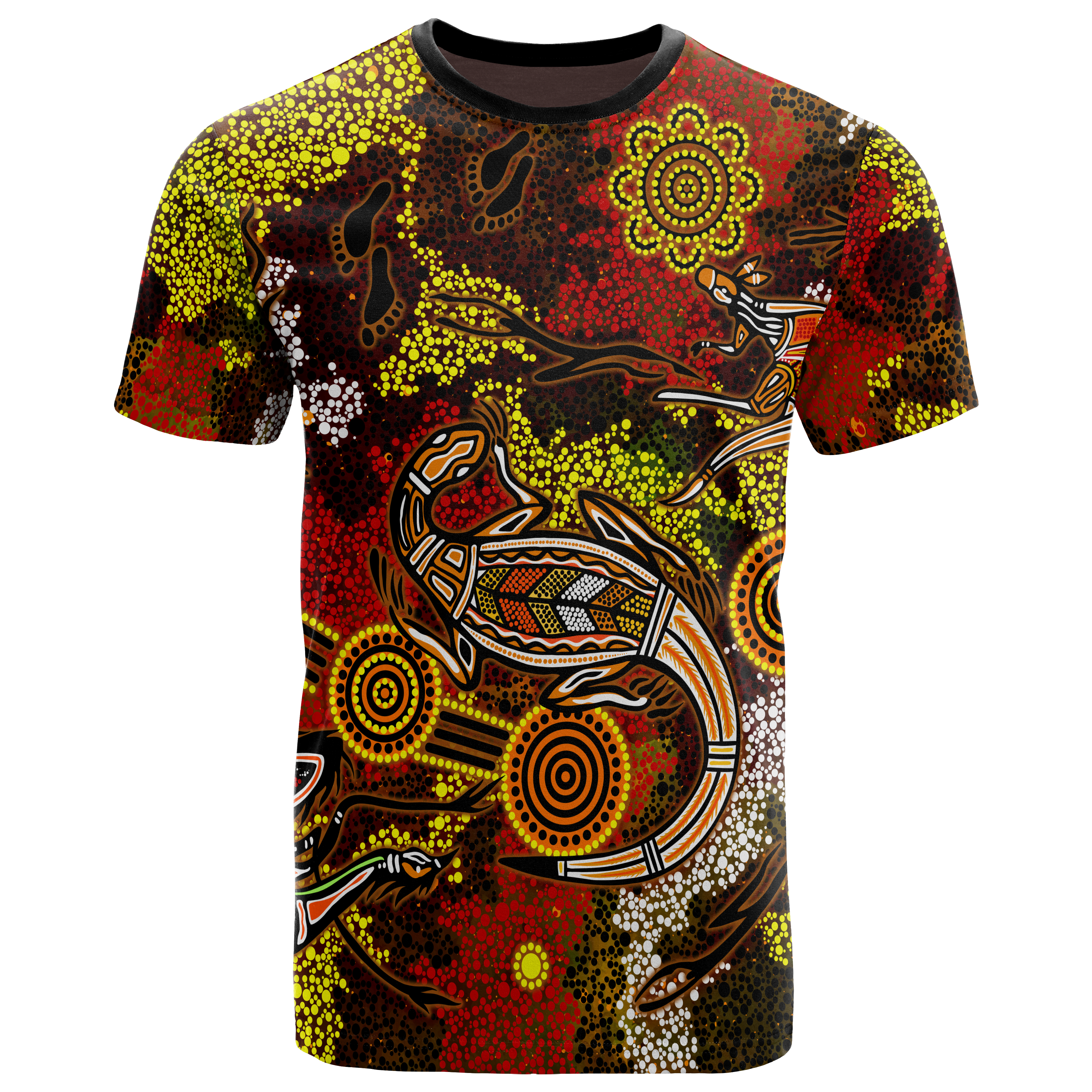 aboriginal-t-shirts-kangaroo-and-lizard-dot-painting-art