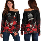 Anzac Off Shoulder Sweater - Anzac with Remembrance Poppy Flower Ver2 - Vibe Hoodie