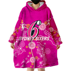 (Custom Personalised ) Sydney Sixers Aboriginal Art Cricket 2022 Wearable Blanket Hoodie - LT12