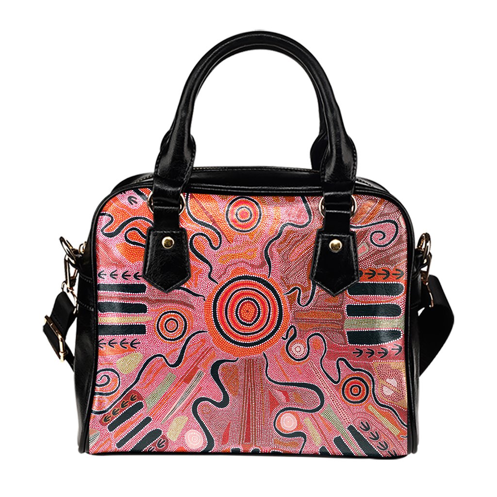 Aboriginal Shoulder Handbag - Indigenous Footprint Landscape - Vibe Hoodie