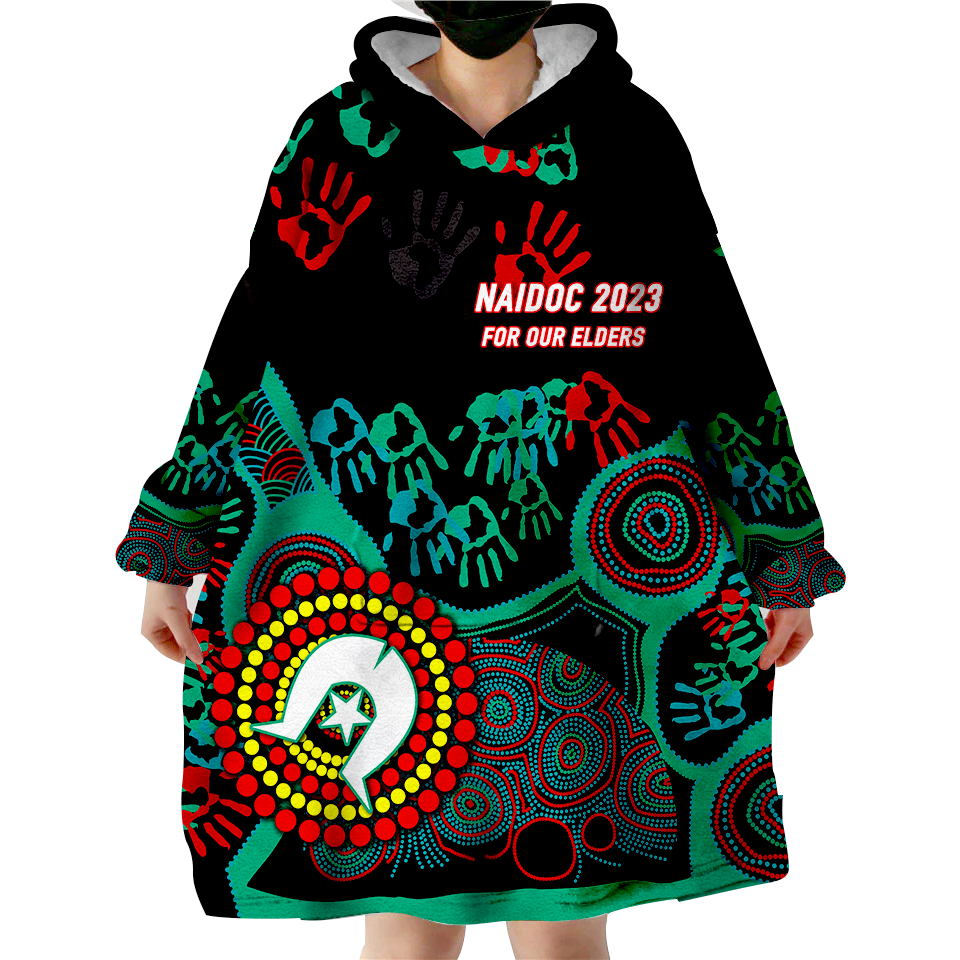(Custom Personalised And Number) NAIDOC Week 2023 Aboriginal Art For Our Elders Wearable Blanket Hoodie