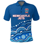 custom-personalised-newcastle-jets-polo-shirt-indigenous-dot-painting-art