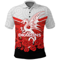 (Custom Personalised) Dragons Rugby Anzac Day Polo Shirt - Indigenous Artt
