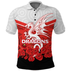 (Custom Personalised) Dragons Rugby Anzac Day Polo Shirt - Indigenous Artt