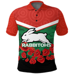 (Custom Personalised) Rabbitohs Rugby Anzac Day Polo Shirt - Indigenous Art 