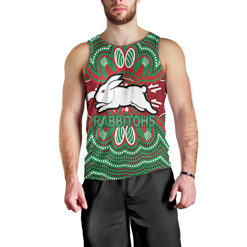 custom-personalised-rabbitohs-men-tank-top-aboriginal-dot-painting