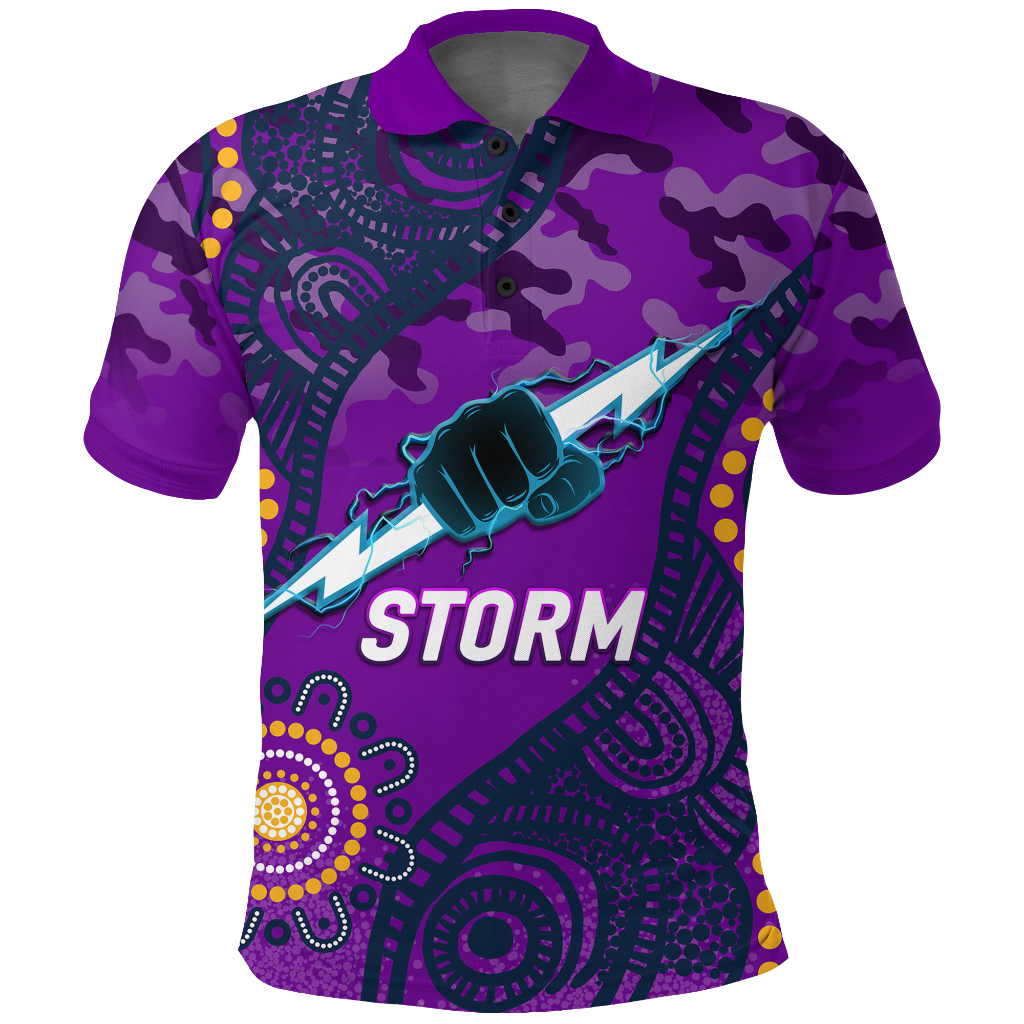 (Custom Personalised) Storm Rugby ANZAC Day Camouflage Indigenous Art Polo Shirt - LT12
