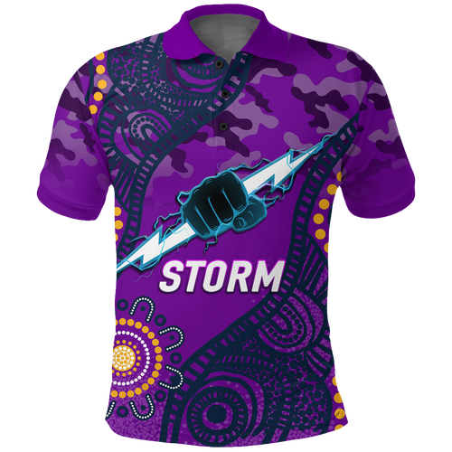 (Custom Personalised) Storm Rugby ANZAC Day Camouflage Indigenous Art Polo Shirt - LT12