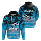 Sharks Rugby ANZAC Day Camouflage Indigenous Art Hoodie - LT12