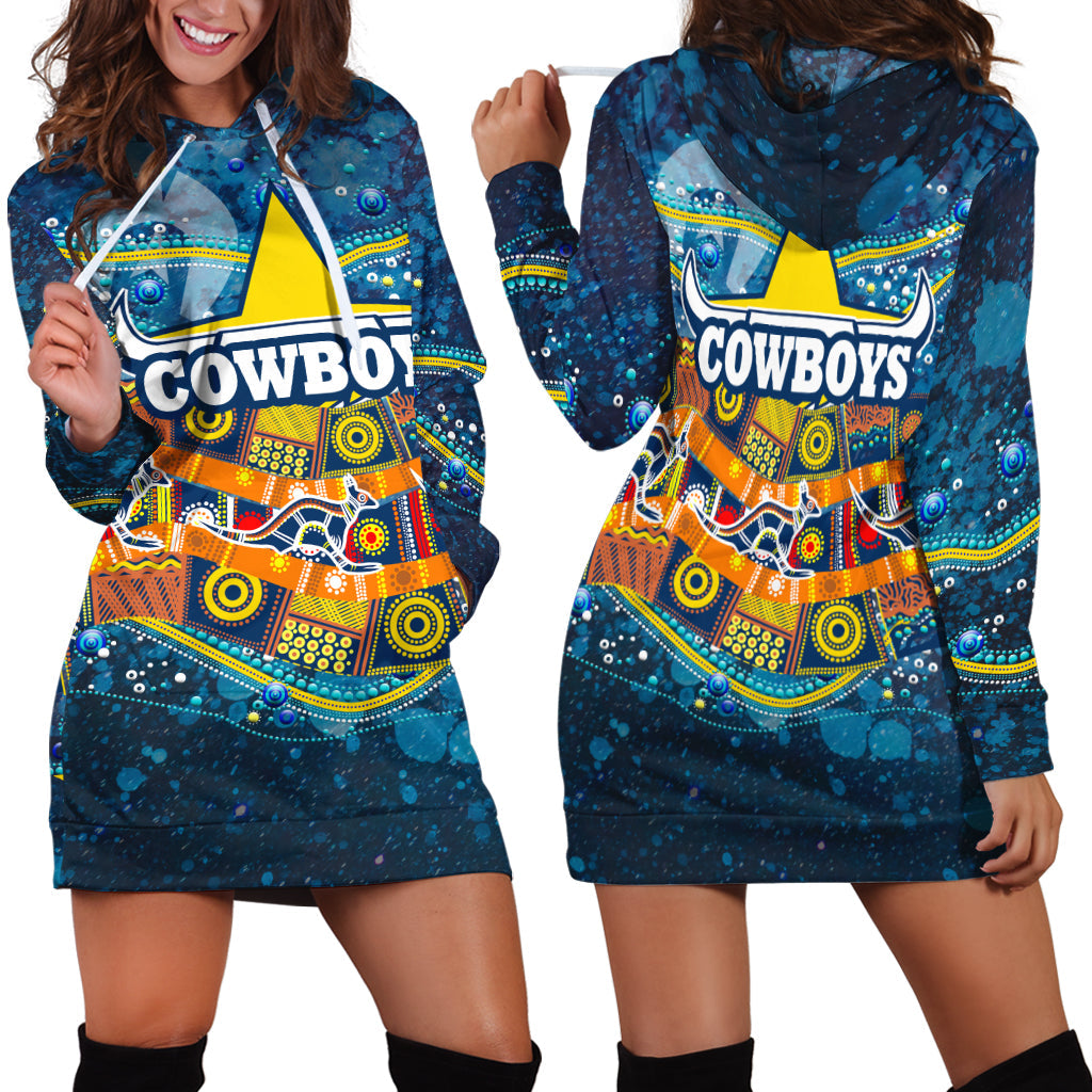 naidoc-week-cowboys-hoodie-dress-aboriginal-dot-painting