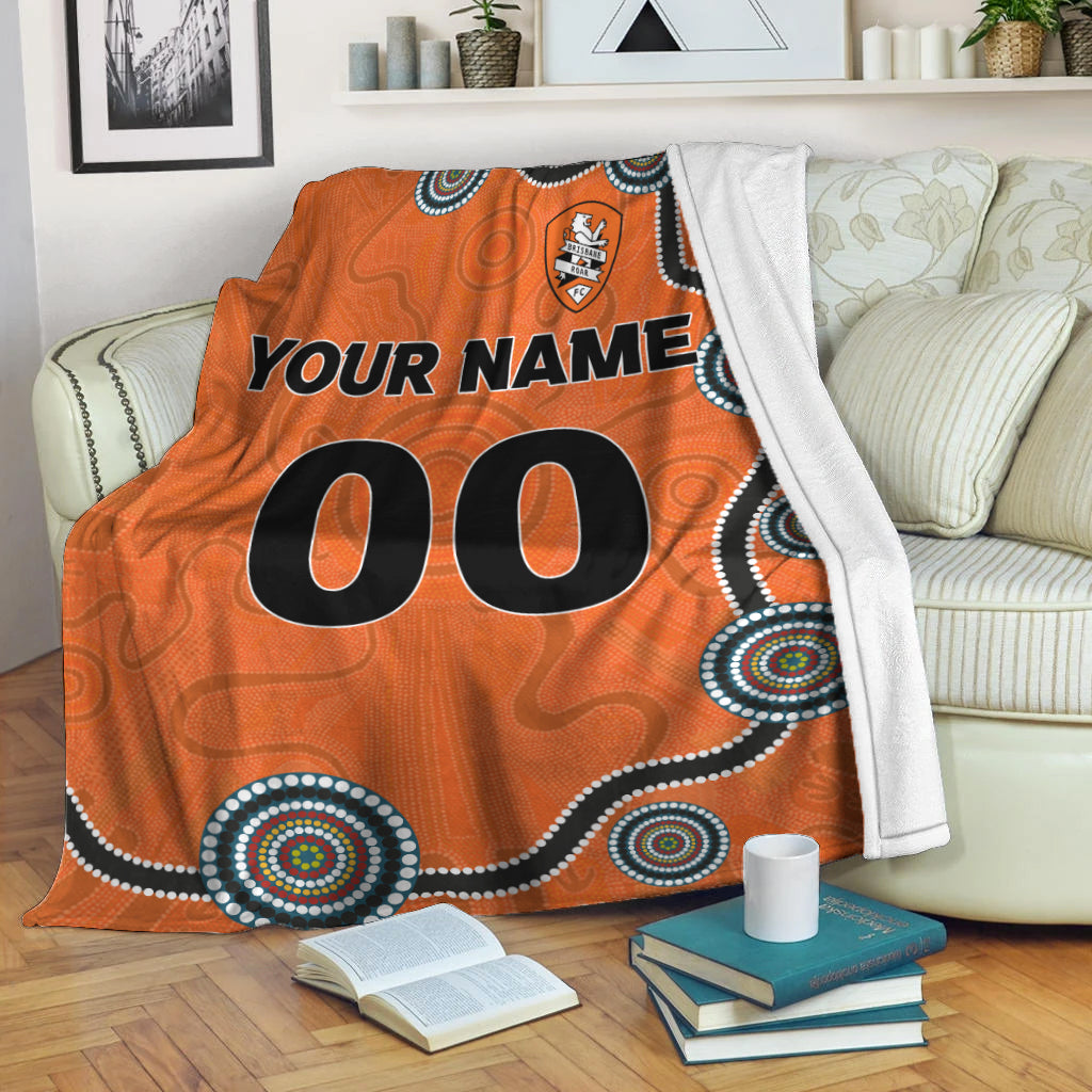 custom-personalised-brisbane-roar-blanket-indigenous-dot-painting-art