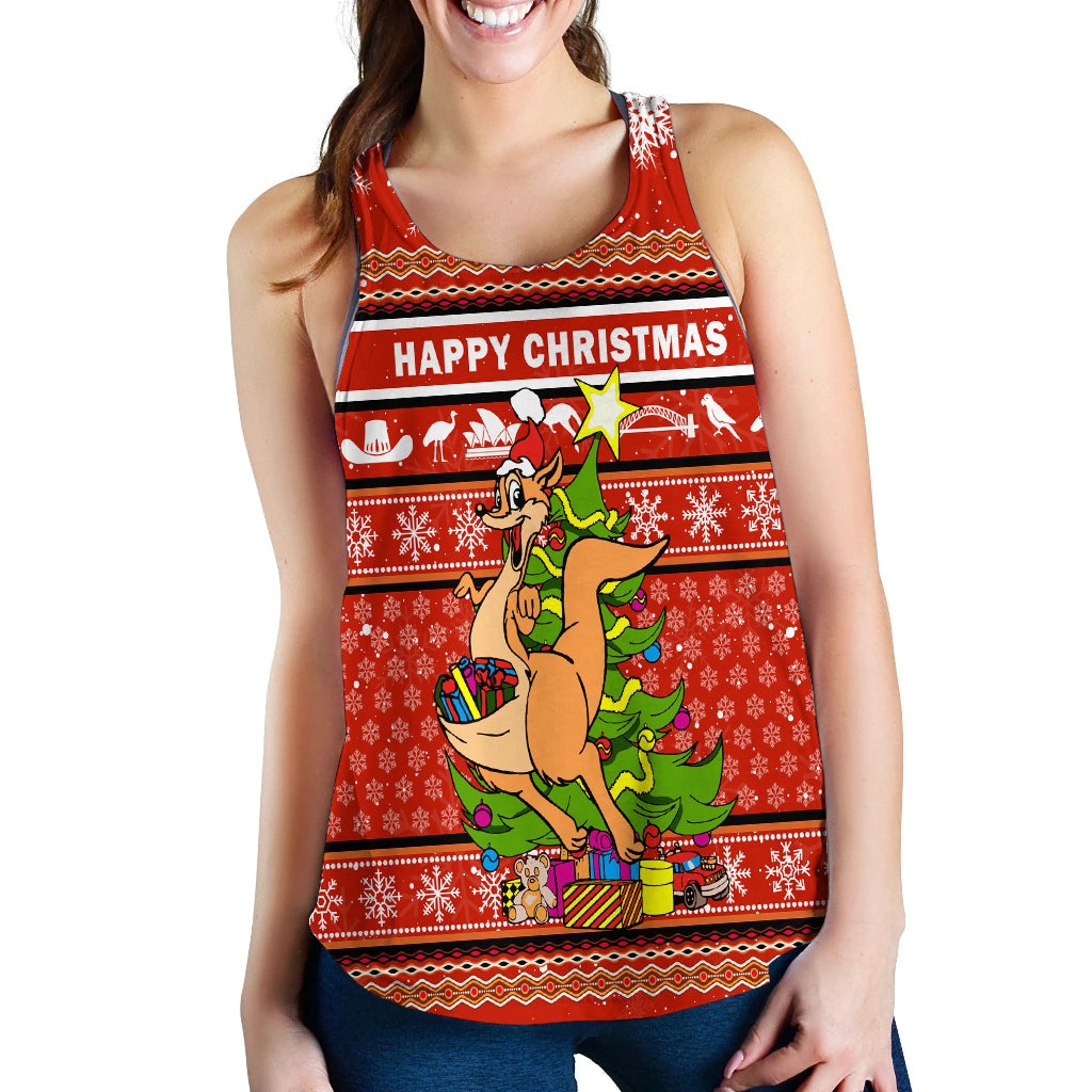 Australia Christmas Kangaroo Aboriginal Pattern Women Tank Top - LT2