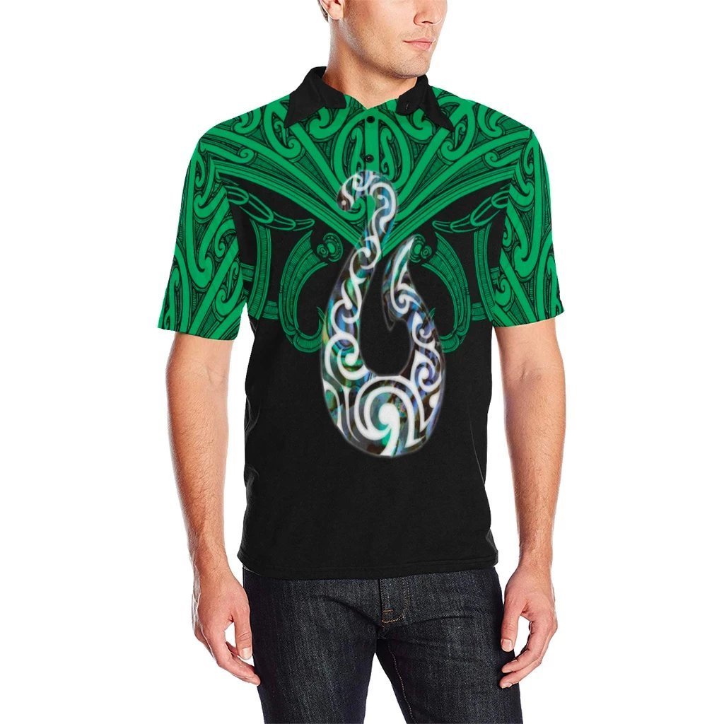 maori-tattoo-polo-shirt-hei-matau-abalone-green