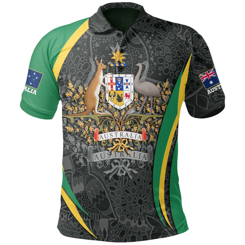 aboriginal-polo-shirt-australian-coat-of-arms-aussie-spirit-green