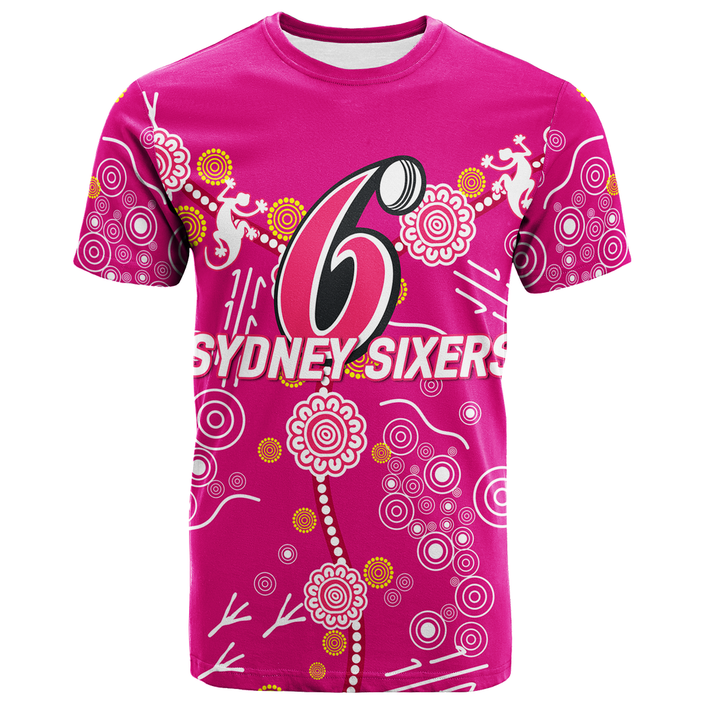 Sydney Sixers Aboriginal Art Cricket 2022 T-Shirt - LT12