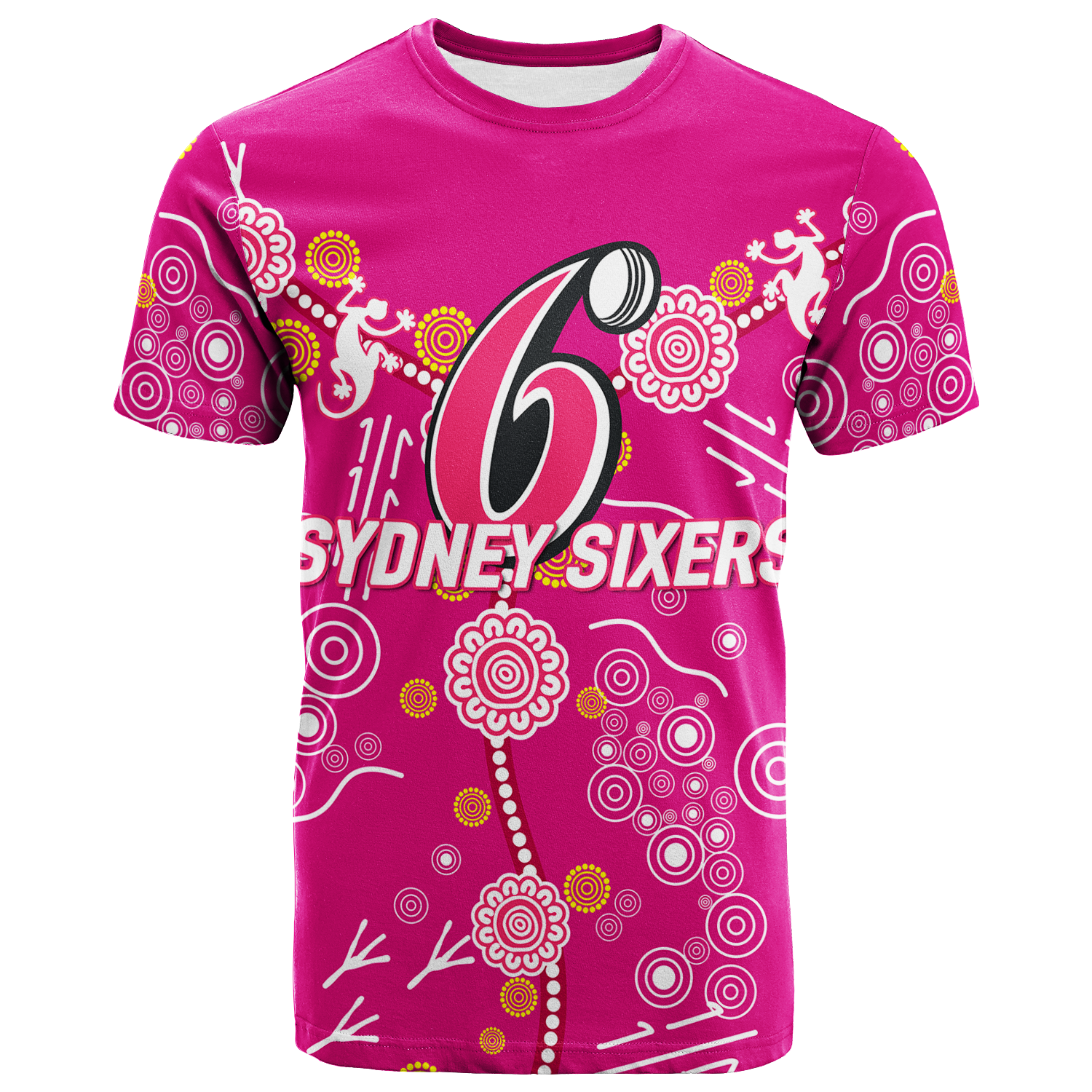 Sydney Sixers Aboriginal Art Cricket 2022 T-Shirt - LT12