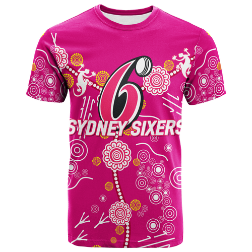 Sydney Sixers Aboriginal Art Cricket 2022 T-Shirt - LT12