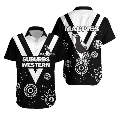 Western Suburbs Magpies Hawaiian Shirt - Indigenous Dot Painting Art