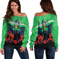 Canberra Raiders Anzac Day Women Off Shoulder Sweater - Indigenous Art