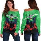 Canberra Raiders Anzac Day Women Off Shoulder Sweater - Indigenous Art