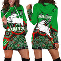 Rabbitohs Rugby Aboriginal Art Hoodie Dress - LT12