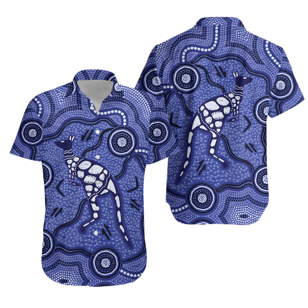 Aboriginal Kangaroo Painting Purple Hawaiian Shirt