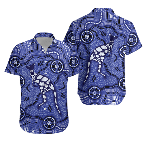 Aboriginal Kangaroo Painting Purple Hawaiian Shirt