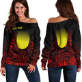 (Custom Text) Aboriginal Women's Off Shoulder Sweater - Indigenous Flag Grunge Style - Vibe Hoodie