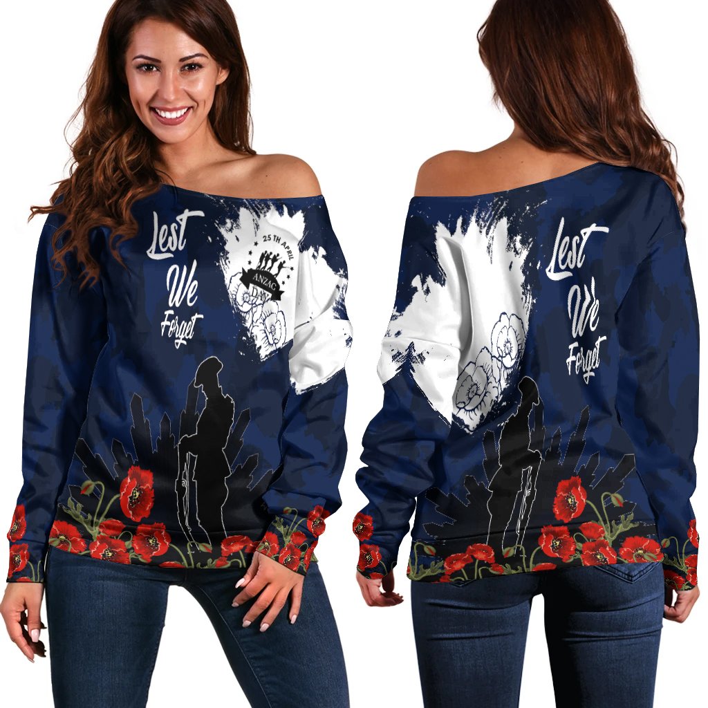 Anzac Day Women's Off Shoulder Sweater - Australia Anzac Day 2021 - Vibe Hoodie