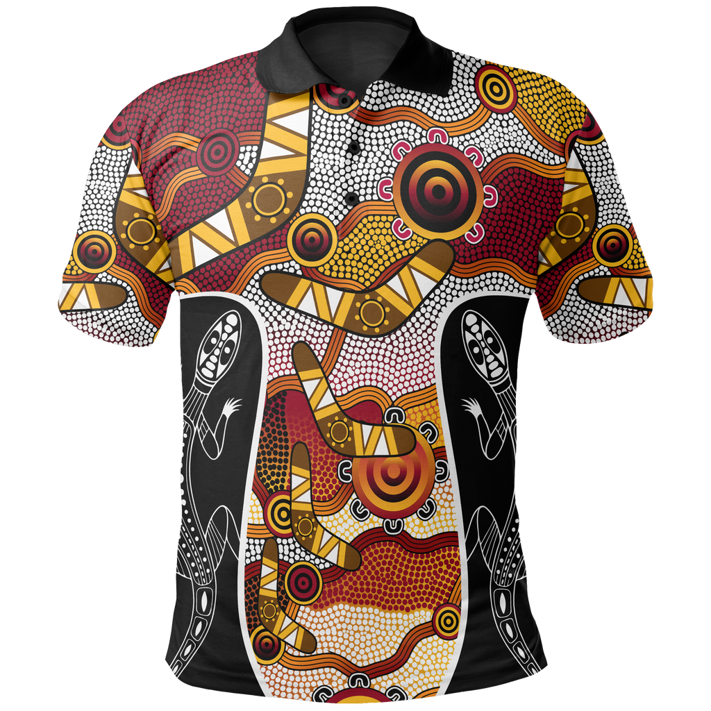 polo-shirt-aboriginal-dot-painting-lizard-shirt-unisex