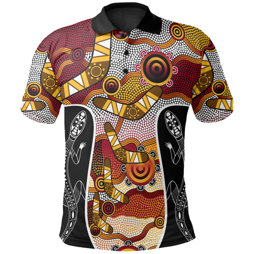 polo-shirt-aboriginal-dot-painting-lizard-shirt-unisex