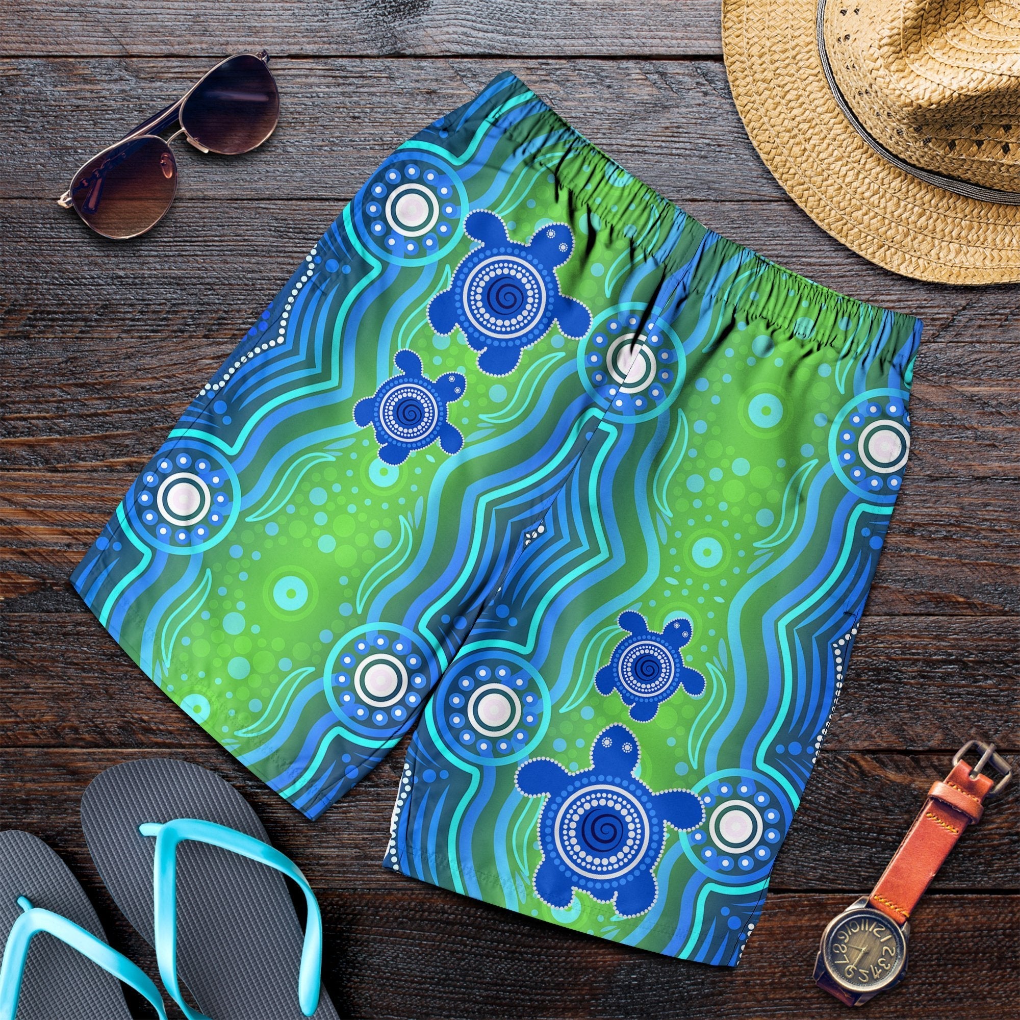 1staustrali-aboriginal-mens-shorts-aboriginal-turtle-family