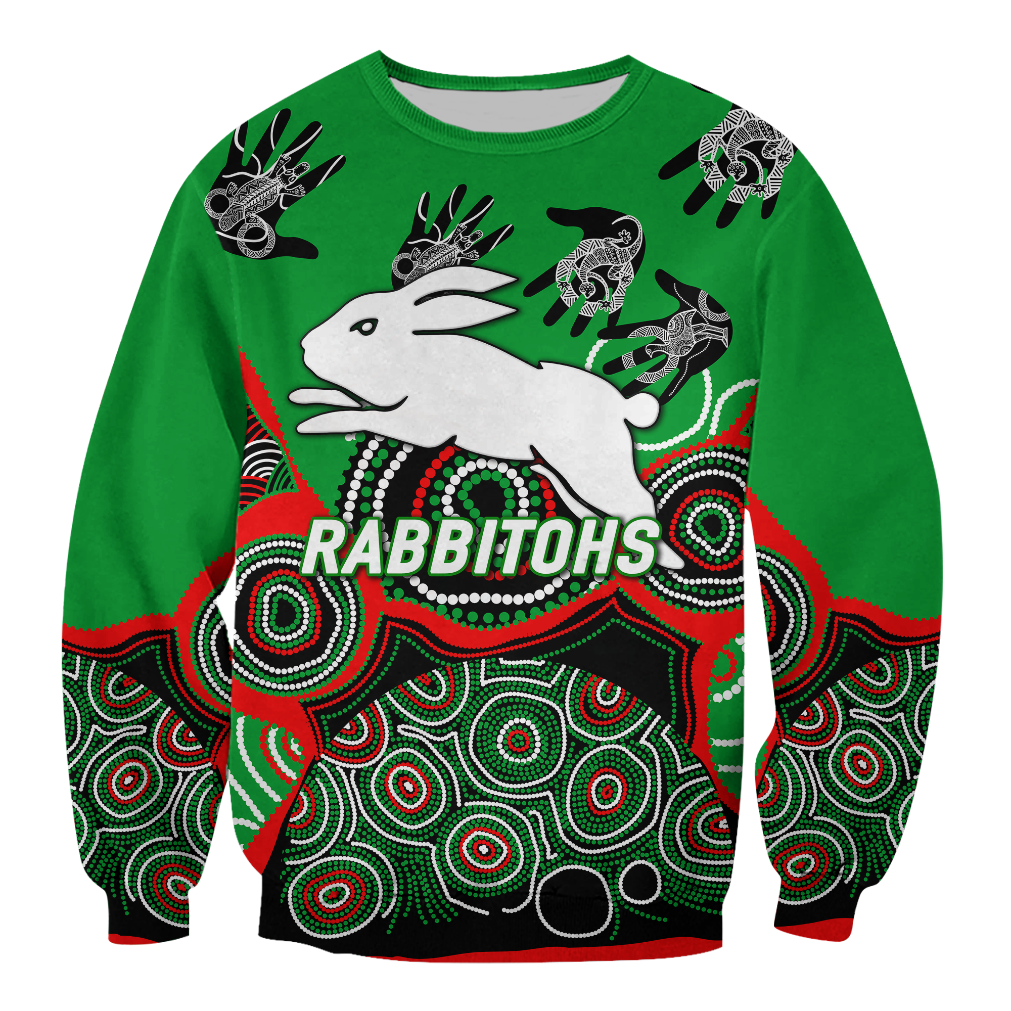 Rabbitohs Rugby Aboriginal Art Sweatshirt - LT12