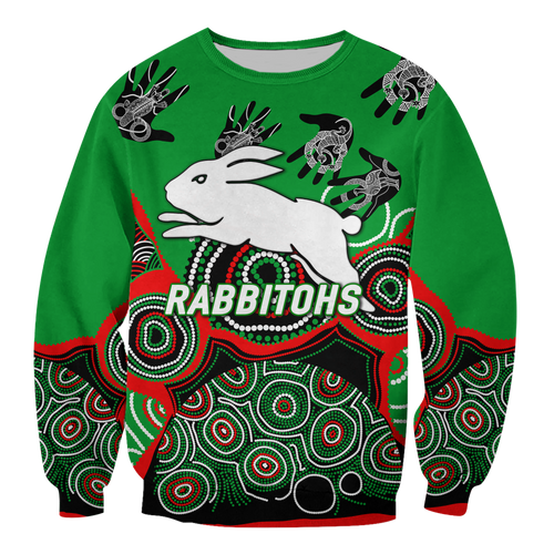 Rabbitohs Rugby Aboriginal Art Sweatshirt - LT12