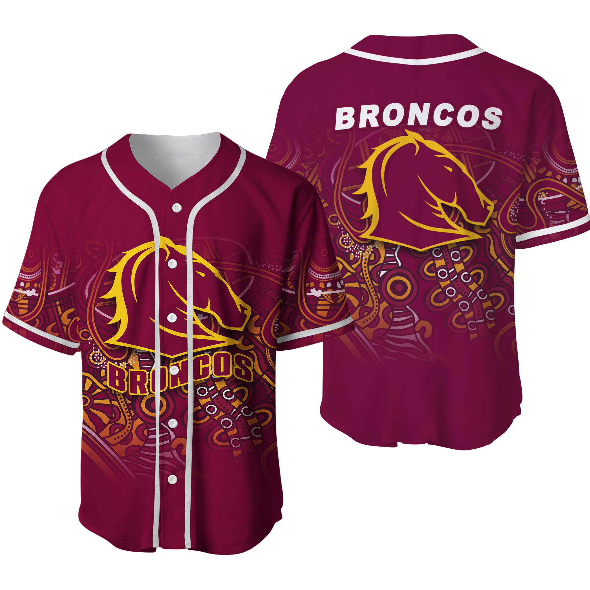 Brisbane Broncos Rugby Indigenous Baseball Jersey - LT12
