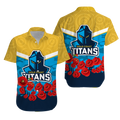 Gold Coast Titans Anzac Day Indigenous Art Hawaiian Shirt