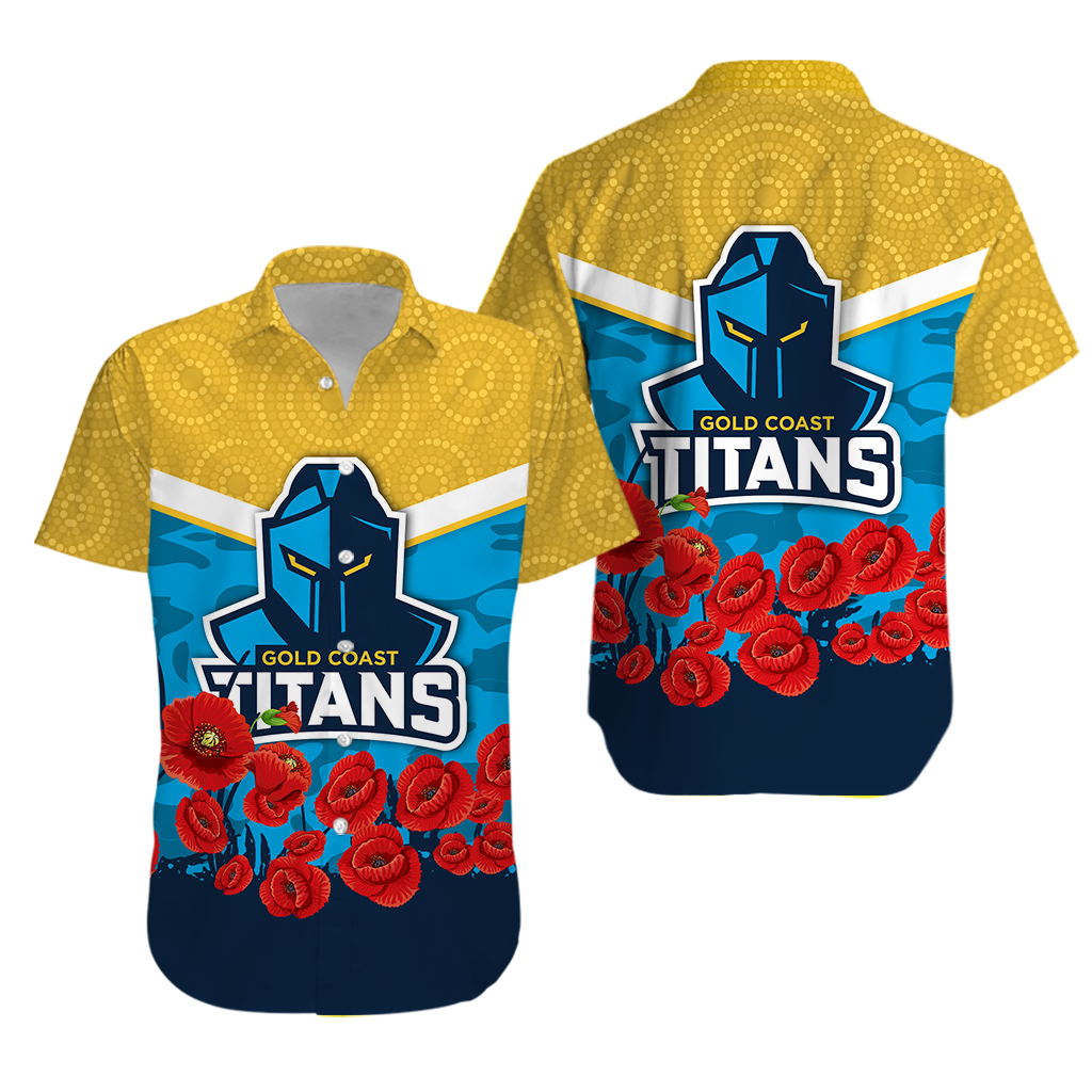 Gold Coast Titans Anzac Day Indigenous Art Hawaiian Shirt
