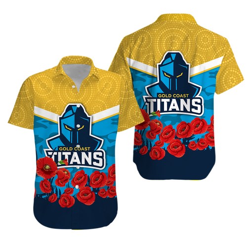 Gold Coast Titans Anzac Day Indigenous Art Hawaiian Shirt