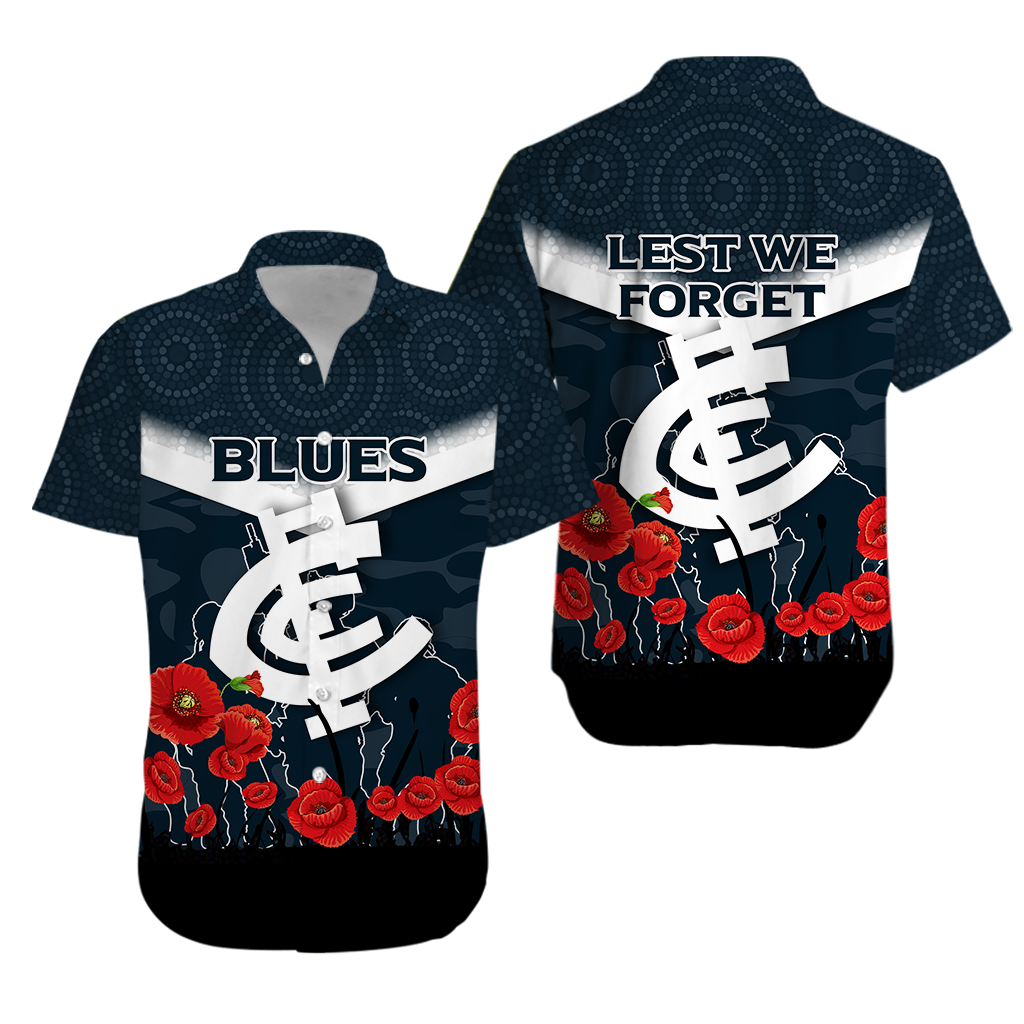 Blues Anzac Day Hawaiian Shirt - Indigenous Art
