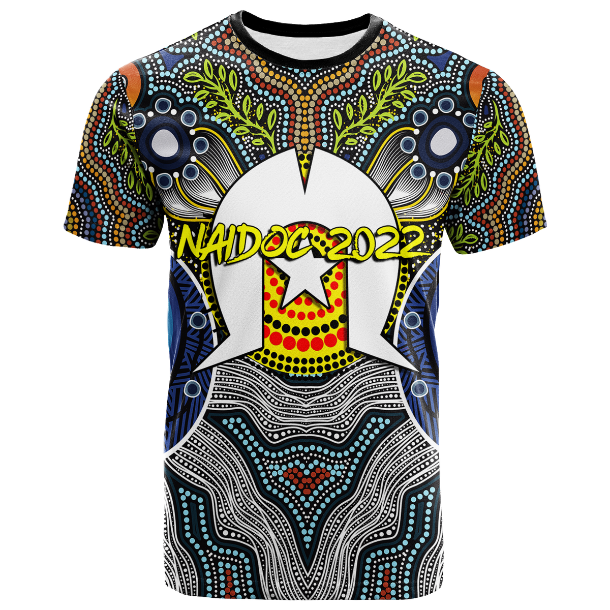 naidoc-week-2022-get-up-stand-up-show-up-aboriginal-dot-art-t-shirt