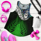 New Zealand Maori Women Racerback Tank - Manaia Paua Shell Glitter Green LT4 - Vibe Hoodie