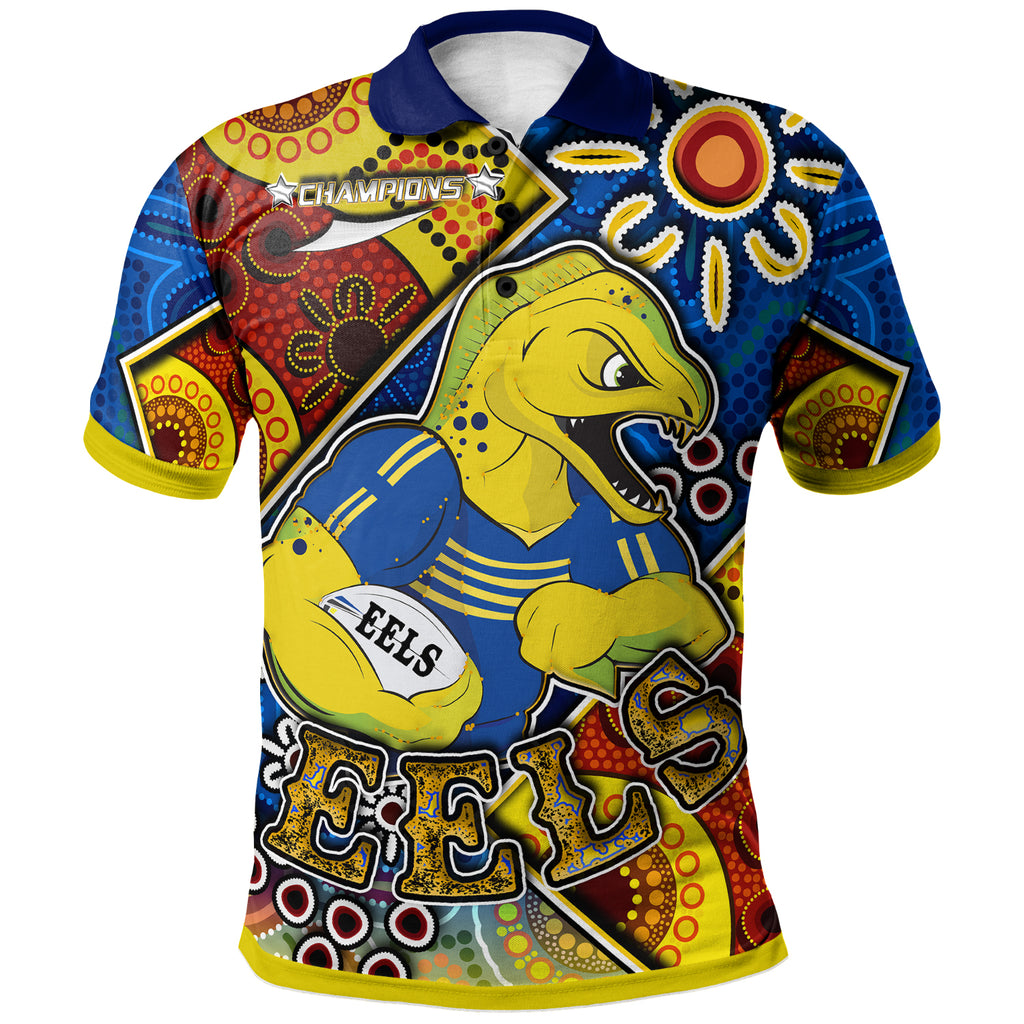 eels-rugby-polo-shirt-custom-eels-rugby-ball-with-aboriginal-art-personalised-player-and-number-polo-shirt