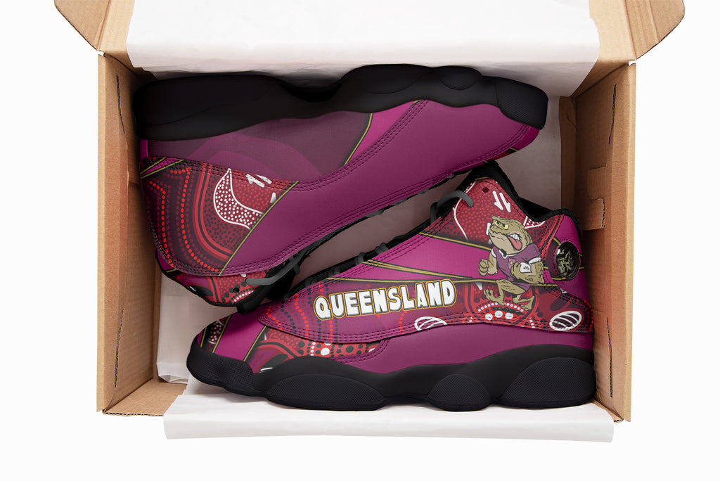 queensland-rugby-league-team-high-top-basketball-shoes-j13-queensland-maroons-mascot-aboriginal-art-state-of-origin-sneakers-j13